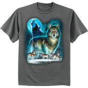 Pack of wolves lone wolf moon t-shirt Big and Tall tee for men