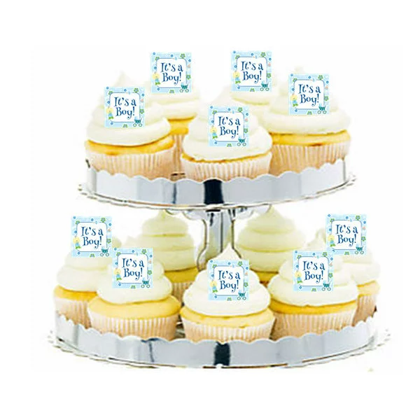 24pk Baby Shower Active Baby Boy Edible Cupcake  Decoration Toppers / Picks