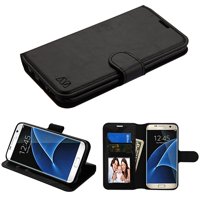 For Samsung Galaxy S7 Edge Case - Wydan Leather Wallet Credit Card Magnetic Clasp Stand Phone Cover - Black