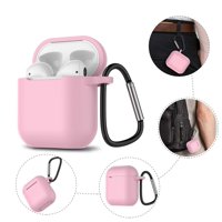 AirPods 1 2 Silicone Case, AirPods 1st 2nd Case with Keychain, Njjex Shockproof Protective Premium Silicone Cover Skin for Apple Airpods 1st / 2nd -Pink