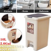 2.6Gal Kitchen Trash Can Garbage Can with Lid, Pressing Type & Foot Pedal Step Trash Can Bucket Lockable Rectangular Waste Bins Organizer for Dorm, Kitchen, Bathroom, Office