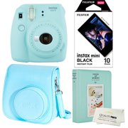 Fujifilm Instax Mini 9 Polaroid Ice Blue Instant Camera Plus Original Fuji Case, Photo Album and Fujifilm Black 10 Films