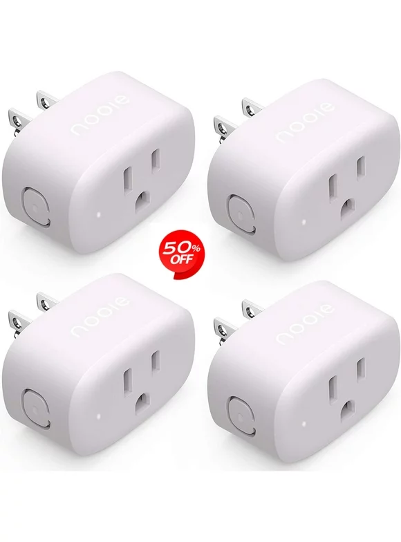 Nooie Smart Plug Works with Alexa Google Home Voice Control WiFi Bluetooth Mini Smart Outlet 4 Packs
