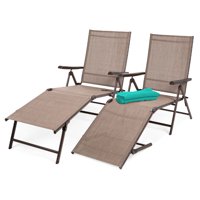 Best Choice Products Set of 2 Outdoor Adjustable Folding Chaise Lounge Recliner Chairs for Patio, Poolside, Deck - Brown