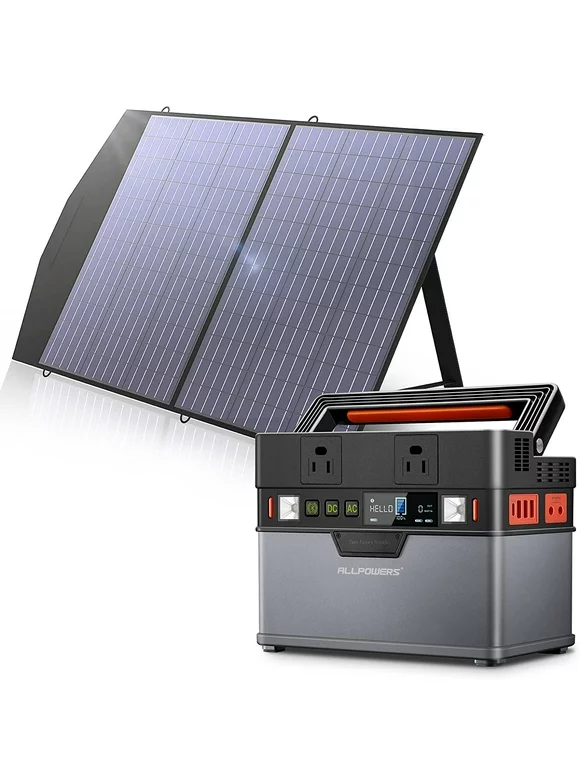 ALLPOWERS 288Wh 300W Portable Power Station with 100W Foldable Solar Panel Kit, Solar Generator Backup Battery Power Supply for Camping Travel RV Emergency off-Grid