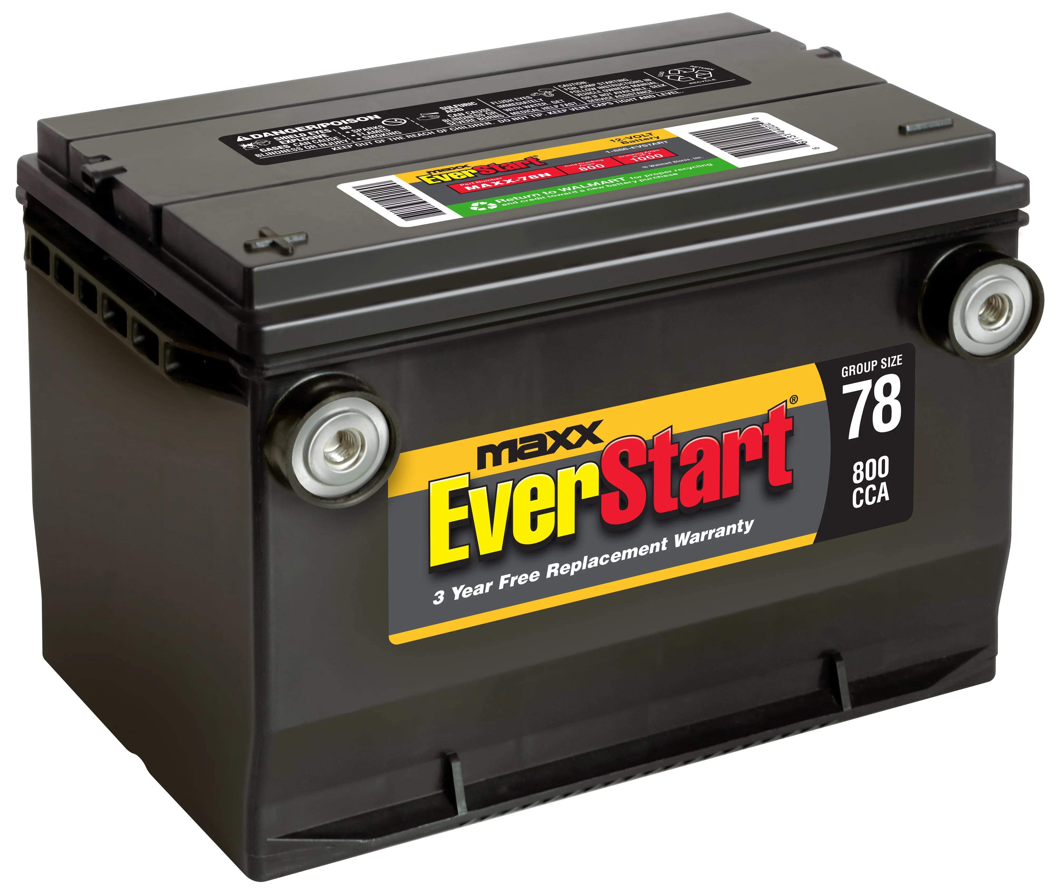 EverStart Maxx Lead Acid Automotive Battery, Group Size 78N (12 Volt/800 CCA)