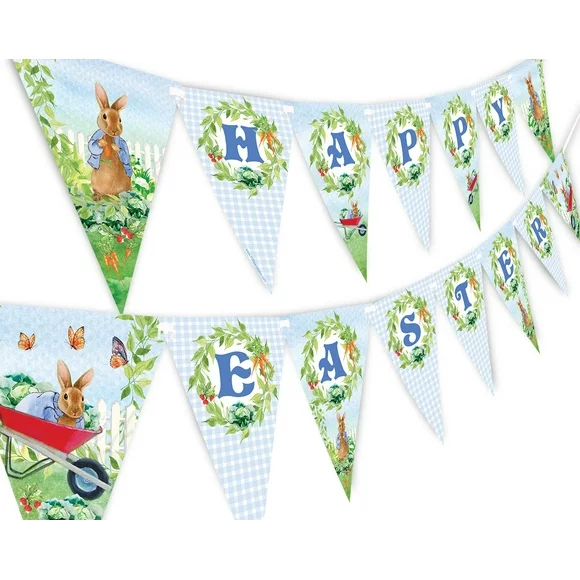 Peter Rabbit Happy Easter Banner Pennant - Easter Decorations