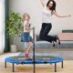 image 1 of Indoor Trampoline for 2 Kids, Parent-Child Twins Trampoline for Toddlers with Adjustable Handle and Safety Pad,Home Gym Exercise Trampoline for Boys Girls, Cardio Trainer, Blue