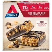 Atkins Protein-Rich Meal Bar, Chocolate Chip Granola, Keto Friendly, 5 Count