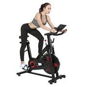 Finer Form Indoor Exercise Bike with 35 Lb Flywheel Belt-Driven Stationary Bike - Tablet iPad Holder, LCD Monitor, Cadence Reading, and SPD Compatible Pedals