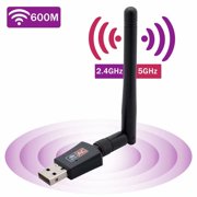 USB Wifi Adapter Wireless Adapter USB WiFi Adapter WiFi Dongle with Antenna 600Mbps Dual Band for PC/Desktop/Laptop/Mac,Compatible with Windows 10/8.1/8/7/XP/Vista,Mac OS X/Linux