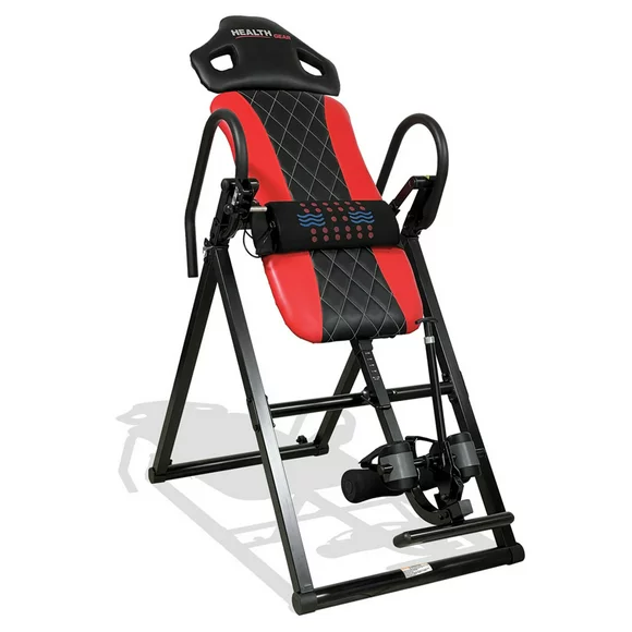 Health Gear Deluxe Back Soothing Heat and Vibration Massage Inversion Table, HGI 4.4RX, Red, 300lb Weight Capacity