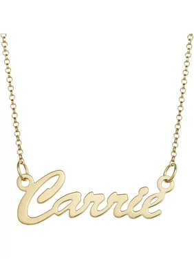Personalized Women's 14kt Gold over Sterling Hollywood Script Nameplate Necklace, 18", 1mm Thickness