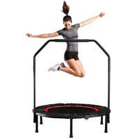 40inch Foldable Mini Trampoline, Indoor Fitness Trampoline, Stable & Quiet Exercise Rebounders Mini Trampolines for Adults Kids Indoor/Garden Workout Equipment, Max Load 330lbs, Easy Assembly