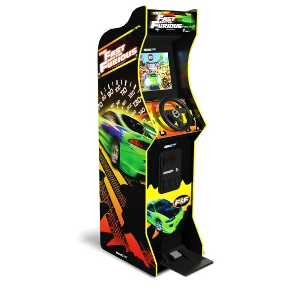 Arcade1up The Fast & The Furious Deluxe Arcade Game, built for your home, with 5-foot-tall stand-up cabinet, 2 Classic games, and 17-inch LCD screen