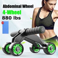 Ab Wheel Roller, 4 Wheel Fitness Ab Roller Workout System Abdominal Abs Exercise Workout with Knee Pad Mat For Men and Women