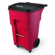RUBBERMAID 1971977 65 gal HDPE/MDPE Rectangular Rollout Trash Can, Flat, Red