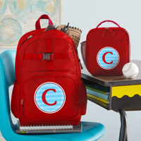 Personalized Allover Name Red Backpack + Lunchbox-Available Individually or as a Set