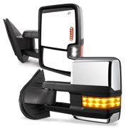 Towing Mirrors for 07-13 Chevy Silverado GMC Sierra Truck Chrome Cover Power Heated Tow Signal + Arrow + Clearance Lamps Side Mirrors