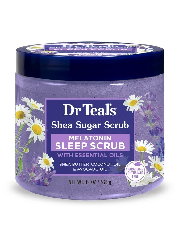 Dr Teals Shea Sugar Sleep Scrub with Melatonin, Lavender & Essential Oils, 19 oz