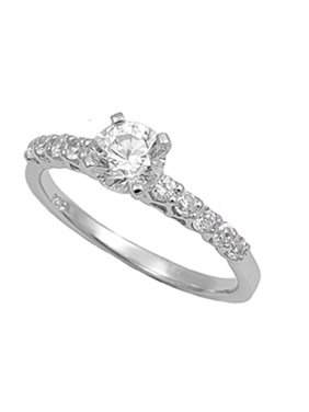 Sterling Silver Women's Clear CZ Engagement Ring Promise 925 Band 6mm Size 8