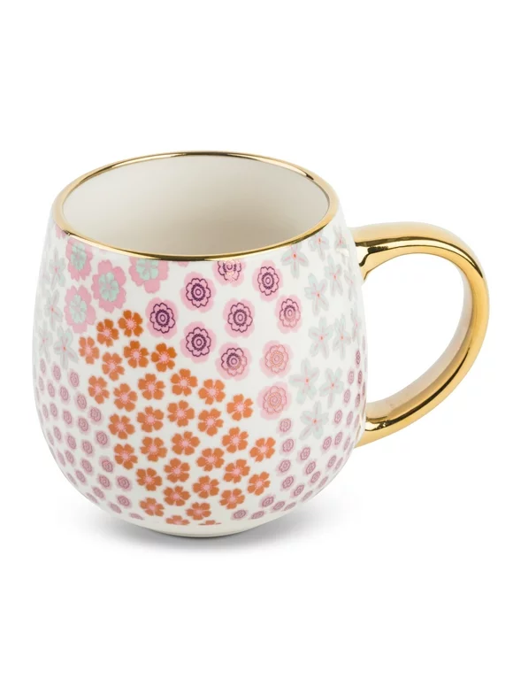 Thyme & Table Stoneware Gold Floral 16oz Coffee Mug