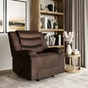 Lifestyle Solutions Hudson Single Chair Microfiber Manual Recliner, Cedar Brown