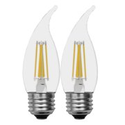 GE Lighting 31491 Clear Finish Light Bulb Refresh HD Dimmable LED Decorative 5.5 (60-Watt Replacement), 500-Lumen Medium Base Bent Tip, 2-Pack, Daylight, 2