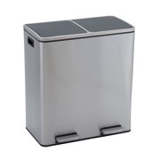 Design Trend Dual Compartments Stainless Steel Step On Trash Can And Recycle, 8 Gallon