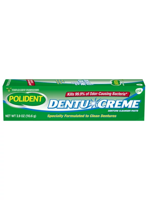 Polident Paste for Denture and Partials Cleaning, Triple Mint Freshness, 3.9 Oz