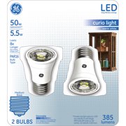 GE Lighting 29076 Medium-Base Clear PAR16 Curio LED Bulb, Warm White, 6W, 2-Pk