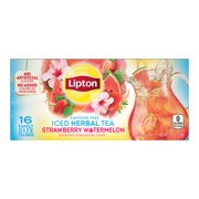 (2 Pack) Lipton Family Herbal Iced Tea Bags Strawberry Watermelon 16 count