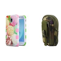 TUFF Hybrid Protective Phone Cover Case (Ice Cream Scoops) with Jungle Camo Tactical EDC MOLLE Waist Bag Holder Pouch and Atom Cloth for Samsung Galaxy Amp Prime 3 (Cricket)
