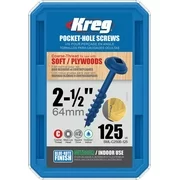 Kreg SML-C250B-125 Blue-Kote WR Pocket Screws - 2-1/2", #8 Coarse, Washer-Head, 125ct