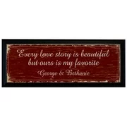 Personalized Every Love Story Framed Canvas - 9x27 Burgundy