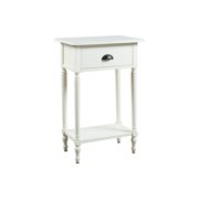 1 Drawer Wooden Accent Table with Metal Cup Pull and Turned Legs, White