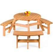 Best Choice Products 6-Person Round Wooden Picnic Table