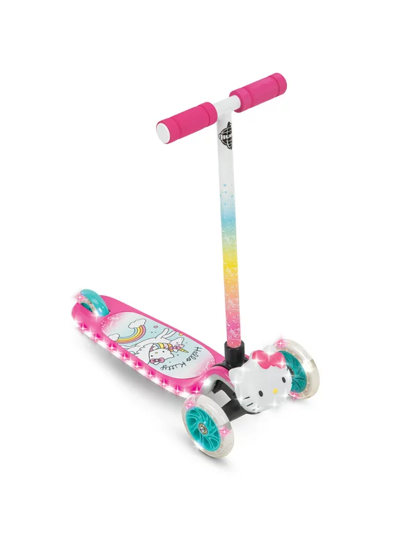 Hello Kitty Tilt N' Turn 3-Wheel Kick Scooter for Girls, By Huffy, Pink