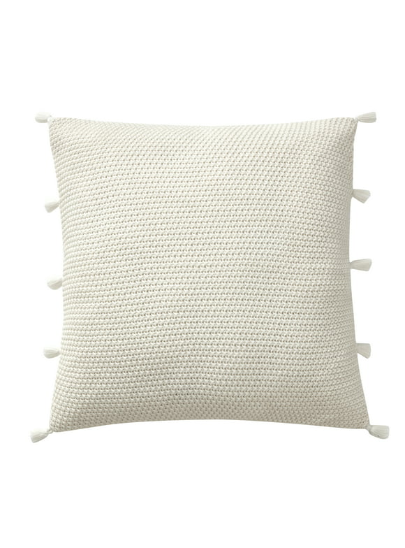 My Texas House Sophia Sweater Knit Decorative Pillow Cover, 20" x 20", Ivory