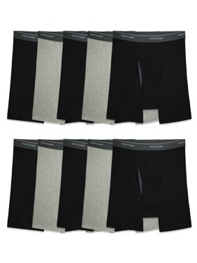 Fruit of the Loom Men's CoolZone Fly Black and Gray Boxer Briefs, Super Value 10 Pack