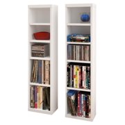 Liber-T 4-Shelf Modular CD / DVD Storage Towers, Set of 2, White