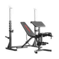 Weider Attack Series Olympic Bench and Rack with Removable Preacher Curl Pad and Adjustable Spotting Arms