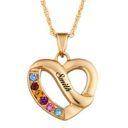 Family Jewelry Personalized Mother's 14kt Gold-Plated Name & Birthstone Heart Necklace