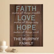 Personalized Faith Love and Hope Canvas, 18X24