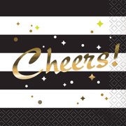 Foil Chic Black & Gold Cheers Cocktail Napkins, 16ct