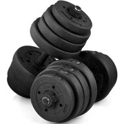 WALFRONT Deluxe Portable Weight Dumbbell Set 66 LB Adjustable Cap Gym Home Barbell Plates Dumbbells Rack for Body Workout Men Women(Silver)