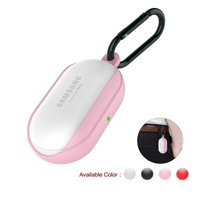 Njjex For Samsung Galaxy Buds 2019 Silicone Case Cover, Shock Drop Proof air pods Protective Silicone Cover Waterproof Soft Skin with Carabiner Case for Samsung Galaxy Buds 2019 -Pink
