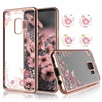 Galaxy S9 Case, Samsung S9 Clear Case Cover, Njjex Ultra Thin TPU Case With Bling Diamond Cover For Samsung Galaxy S9 Released on 2018 -Rose Gold
