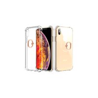 Transparent Crystal Clear case with gold ring holder fits iPhone X