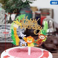 KABOER Fashion 1 Pcs Flower Lover Cake Topper Acrylic Animal Cake Jungle Birthday Baby Shower Zebra